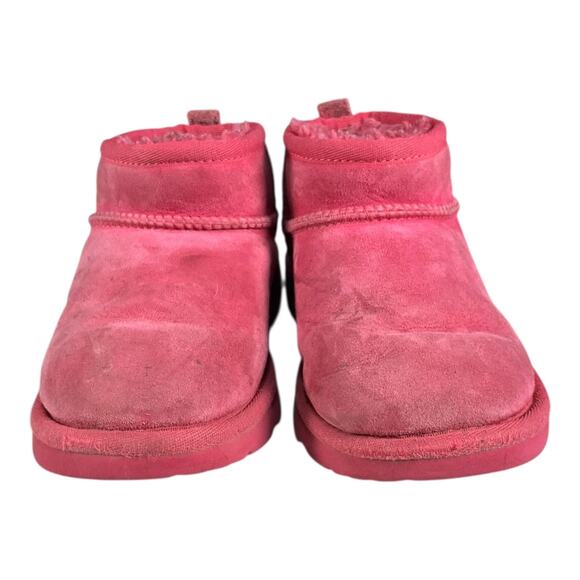 UGG Kids Pink Suede Ankle Boots Shearling Lined Size 13 Cozy Slip On Play Winter - Picture 8 of 13